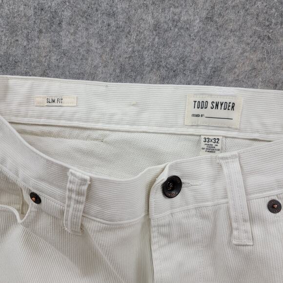 Todd Snyder Slim Fit Bedford Rugged Corduroy Pants size 33x32 White JE038618 - Picture 8 of 12